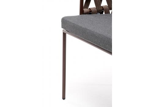  "Диего" стул плетеный из роупа, каркас из стали коричневый (RAL8016) муар, роуп коричневый круглый, ткань серая, фото 9 