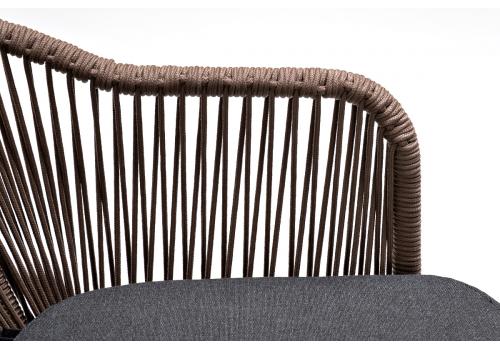  "Лион" стул плетеный из роупа, каркас из стали серый (RAL7022), роуп коричневый круглый, ткань темно-серая, фото 4 