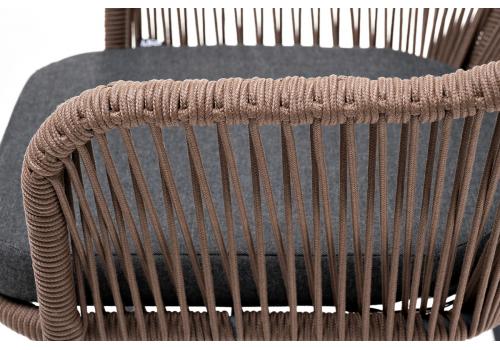  "Лион" стул плетеный из роупа, каркас из стали серый (RAL7022), роуп коричневый круглый, ткань темно-серая, фото 5 