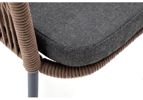  "Лион" стул плетеный из роупа, каркас из стали серый (RAL7022), роуп коричневый круглый, ткань темно-серая, фото 6 