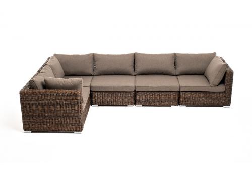  "Лунго" трансформирующийся диван из искусственного ротанга (гиацинт), цвет коричневый, фото 2 
