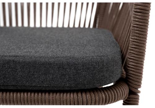  "Марсель" стул барный плетеный из роупа, каркас из стали коричневый (RAL8016) муар, роуп коричневый круглый, ткань темно-серая, фото 8 