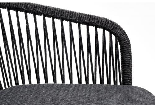 "Марсель" стул барный плетеный из роупа, каркас из стали серый (RAL7022), роуп темно-серый круглый, ткань темно-серая, фото 5 