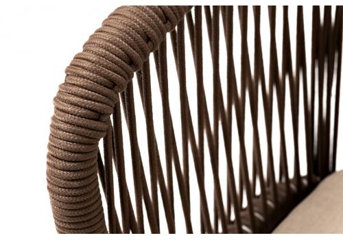  "Марсель" стул плетеный из роупа, основание дуб, роуп коричневый круглый, ткань бежевая, фото 4 