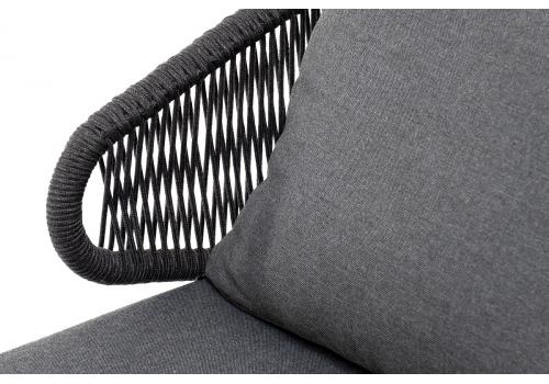  "Милан" лаунж-зона 4-местная плетеная из роупа (веревки), каркас алюминиевый серый, роуп темно-серый, фото 3 