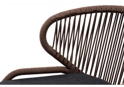  "Милан" стул плетеный из роупа, каркас алюминий коричневый (RAL8016), роуп коричневый круглый, ткань темно-серая, фото 4 