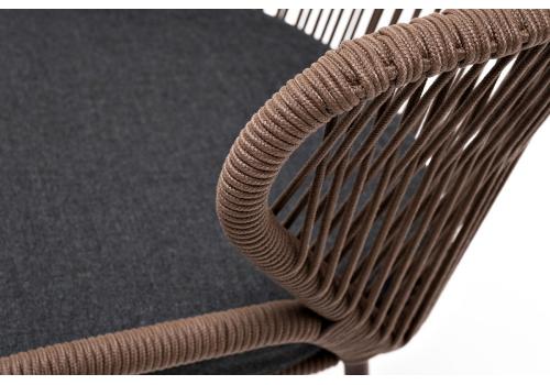  "Милан" стул плетеный из роупа, каркас алюминий коричневый (RAL8016), роуп коричневый круглый, ткань темно-серая, фото 5 