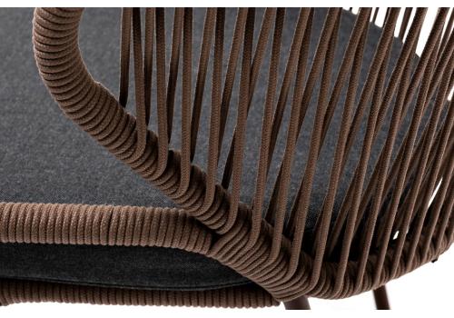  "Милан" стул плетеный из роупа, каркас алюминий коричневый (RAL8016), роуп коричневый круглый, ткань темно-серая, фото 8 