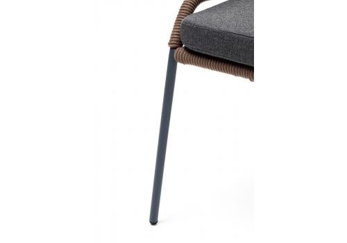  "Милан" стул плетеный из роупа, каркас алюминий серый (RAL7022), роуп коричневый круглый, ткань темно-серая, фото 9 