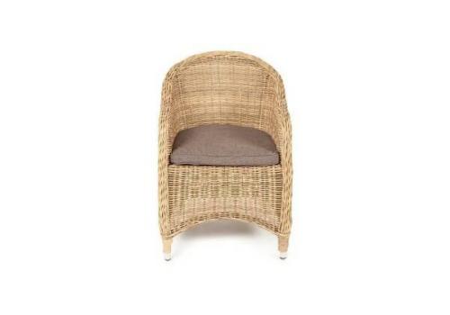  "Равенна" плетеное кресло из искусственного ротанга, цвет соломенный с серой подушкой, фото 2 