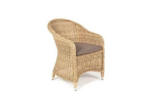  "Равенна" плетеное кресло из искусственного ротанга, цвет соломенный с серой подушкой, фото 3 