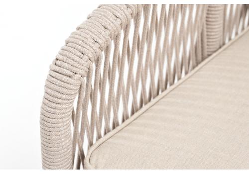  "Канны" диван 2-местный плетеный из роупа, основание дуб, роуп бежевый круглый, ткань бежевая, фото 6 