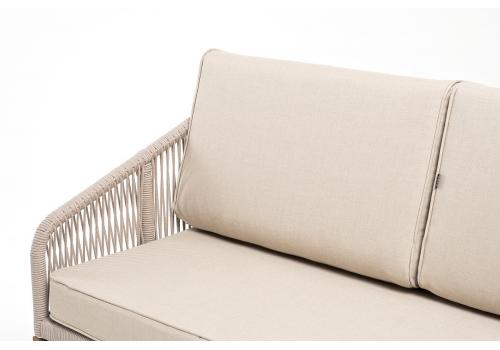  "Канны" диван 2-местный плетеный из роупа, основание дуб, роуп бежевый круглый, ткань бежевая, фото 7 