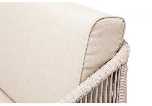  "Канны" диван 2-местный плетеный из роупа, основание дуб, роуп бежевый круглый, ткань бежевая, фото 9 