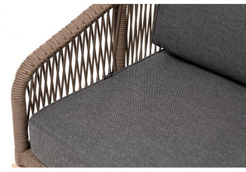 "Канны" диван 2-местный плетеный из роупа, основание дуб, роуп коричневый круглый, ткань темно-серая, фото 7 