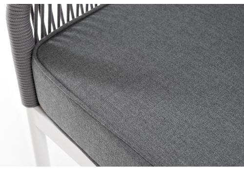  "Канны" диван 3-местный плетеный из роупа, каркас алюминий белый шагрень, роуп светло-серый круглый, ткань серая, фото 9 