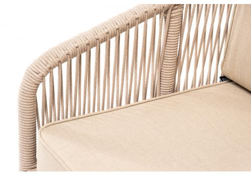  "Канны" кресло плетеное из роупа, основание дуб, роуп бежевый круглый, ткань бежевая, фото 6 