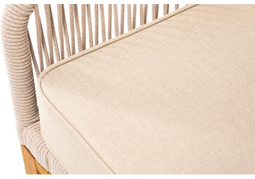  "Канны" кресло плетеное из роупа, основание дуб, роуп бежевый круглый, ткань бежевая, фото 8 