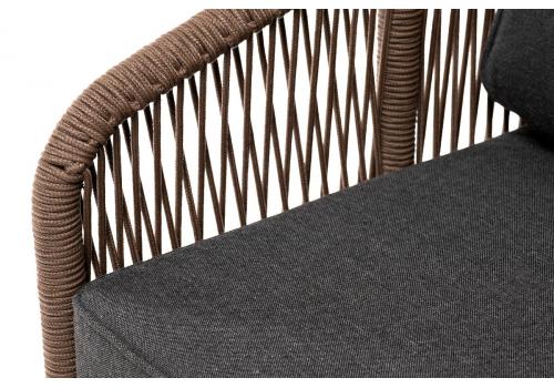  "Канны" кресло плетеное из роупа, основание дуб, роуп коричневый круглый, ткань темно-серая, фото 5 