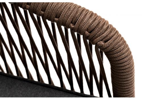  "Канны" кресло плетеное из роупа, основание дуб, роуп коричневый круглый, ткань темно-серая, фото 6 