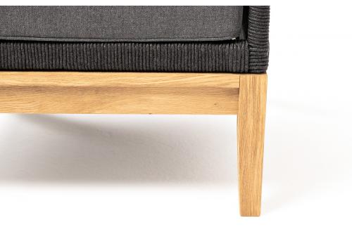  "Канны" кресло плетеное из роупа, основание дуб, роуп темно-серый круглый, ткань темно-серая, фото 4 