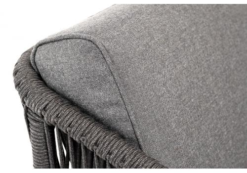  "Канны" кресло плетеное из роупа, основание дуб, роуп темно-серый круглый, ткань темно-серая, фото 5 