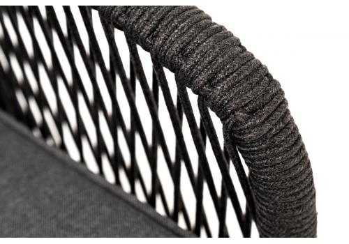  "Канны" кресло плетеное из роупа, основание дуб, роуп темно-серый круглый, ткань темно-серая, фото 6 