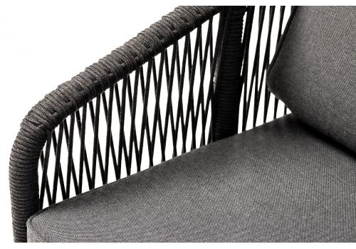  "Канны" кресло плетеное из роупа, основание дуб, роуп темно-серый круглый, ткань темно-серая, фото 8 