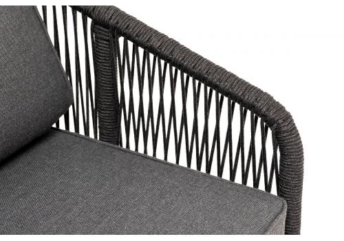  "Канны" кресло плетеное из роупа, основание дуб, роуп темно-серый круглый, ткань темно-серая, фото 9 