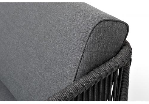  "Канны" диван модульный плетеный из роупа, каркас алюминий темно-серый (RAL7024), роуп темно-серый круглый, ткань темно-серая, фото 6 