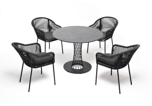  "Лион" обеденная группа на 4 персоны со стульями "Лион" темно-серый, круглый стол "серый гранит", фото 2 
