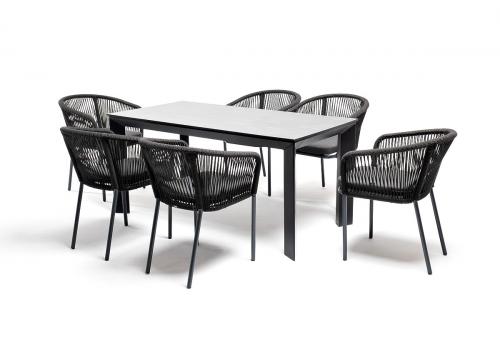  "Венето" обеденная группа на 6 персон со стульями "Марсель", каркас темно-серый, роуп темно-серый, фото 3 