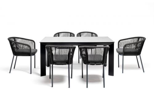  "Венето" обеденная группа на 6 персон со стульями "Марсель", каркас темно-серый, роуп темно-серый, фото 4 