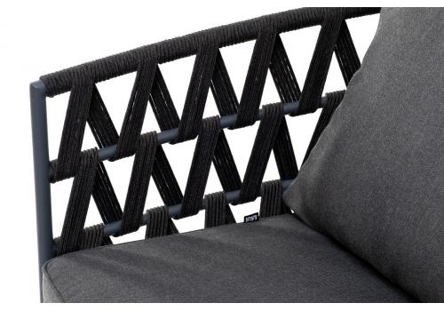  "Диего" диван 2-местный плетеный из роупа, каркас алюминий темно-серый (RAL7024), роуп темно-серый круглый, ткань темно-серая, фото 6 