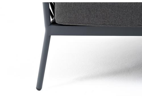  "Диего" диван 2-местный плетеный из роупа, каркас алюминий темно-серый (RAL7024), роуп темно-серый круглый, ткань темно-серая, фото 9 