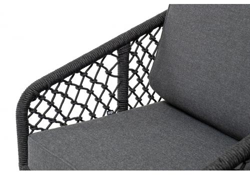  "Канны" диван 2-местный плетеный из роупа (узелки), каркас алюминий темно-серый (RAL7024) муар, роуп темно-серый круглый, ткань Savana grafit, фото 1 
