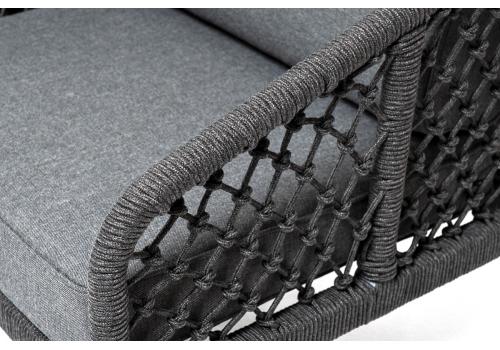  "Канны" диван 2-местный плетеный из роупа (узелки), каркас алюминий темно-серый (RAL7024) муар, роуп темно-серый круглый, ткань Savana grafit, фото 2 