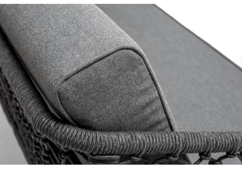  "Канны" диван 2-местный плетеный из роупа (узелки), каркас алюминий темно-серый (RAL7024) муар, роуп темно-серый круглый, ткань Savana grafit, фото 3 