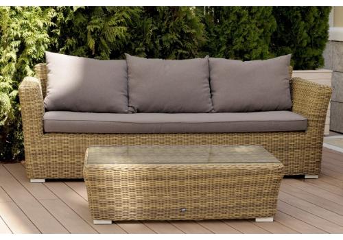  "Капучино" диван из искусственного ротанга трехместный, цвет соломенный, фото 14 