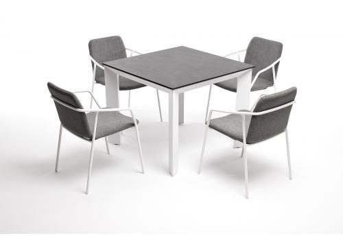  "Венето" обеденная группа на 4 персоны со стульями "Марокко", каркас белый, роуп серый, фото 4 