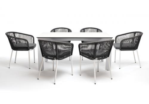  "Венето" обеденная группа на 6 персон со стульями "Марсель", каркас белый, роуп серый, фото 3 