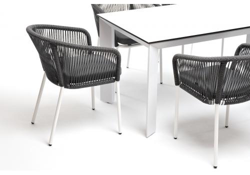  "Венето" обеденная группа на 6 персон со стульями "Марсель", каркас белый, роуп серый, фото 5 