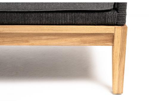  "Канны" диван 2-местный плетеный из роупа, основание дуб, роуп темно-серый круглый, ткань темно-серая, фото 4 