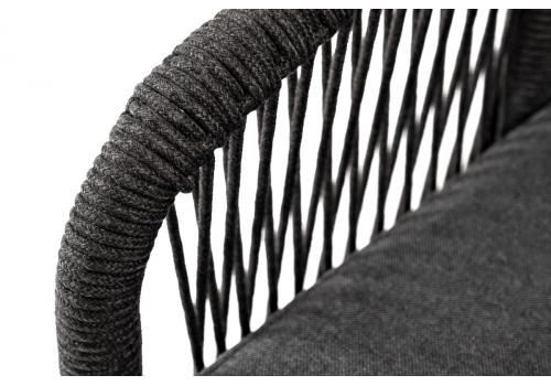  "Канны" диван 2-местный плетеный из роупа, основание дуб, роуп темно-серый круглый, ткань темно-серая, фото 7 