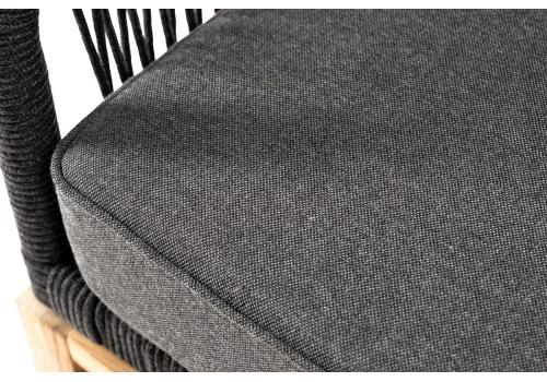  "Канны" диван 2-местный плетеный из роупа, основание дуб, роуп темно-серый круглый, ткань темно-серая, фото 8 