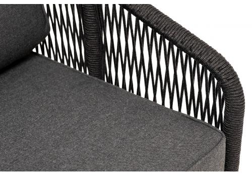  "Канны" кресло плетеное из роупа, каркас алюминий темно-серый (RAL7024) шагрень, роуп темно-серый круглый, ткань темно-серая, фото 4 