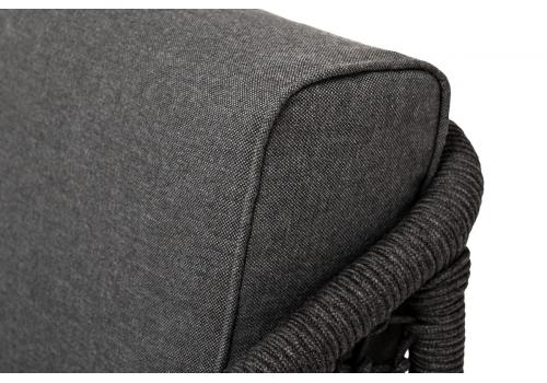  "Канны" кресло плетеное из роупа (узелки), основание дуб, роуп темно-серый круглый, ткань серая, фото 9 