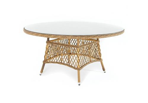  "Эспрессо" плетеный круглый стол, диаметр 150 см, цвет соломенный, фото 1 