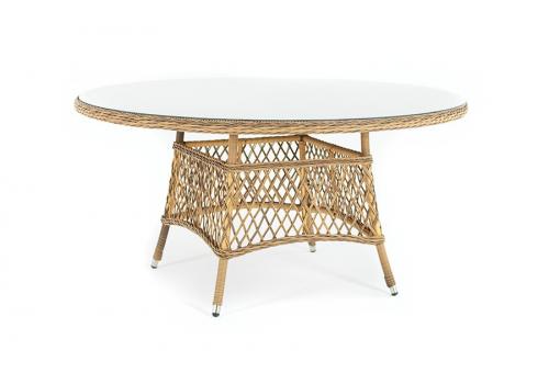  "Эспрессо" плетеный круглый стол, диаметр 150 см, цвет соломенный, фото 2 