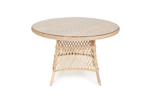  "Эспрессо" плетеный круглый стол, диаметр 118 см, цвет соломенный, фото 2 